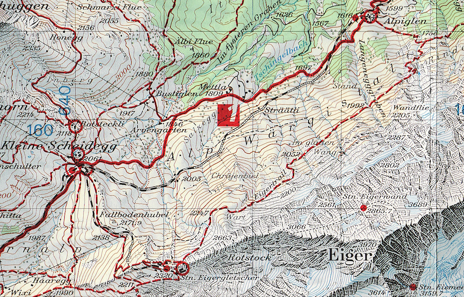 Very Detailed Swiss Topo Map of Eiger