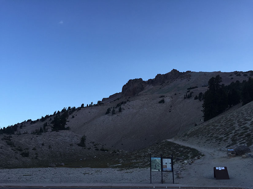 The Lassen Peak trailhead at 6:45 am.